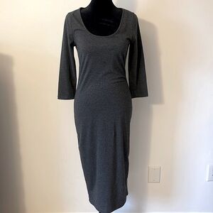 NWT Forever 21 Fitted Charcoal Midi Dress with Slit